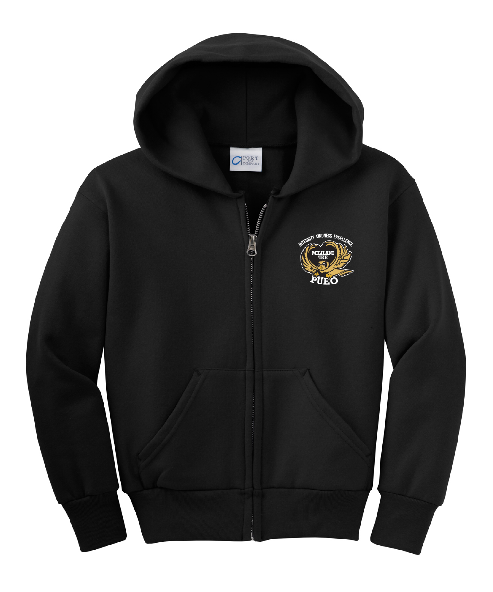 'Ike School Unisex Zipper Hoodie, Embroidered