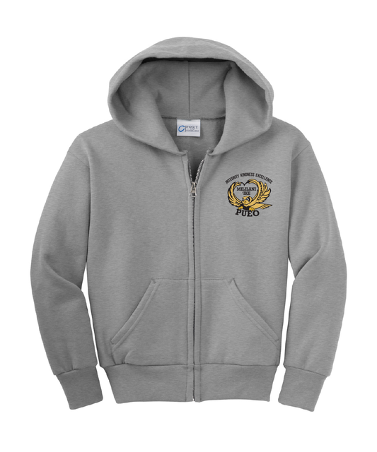 'Ike School Unisex Zipper Hoodie, Embroidered