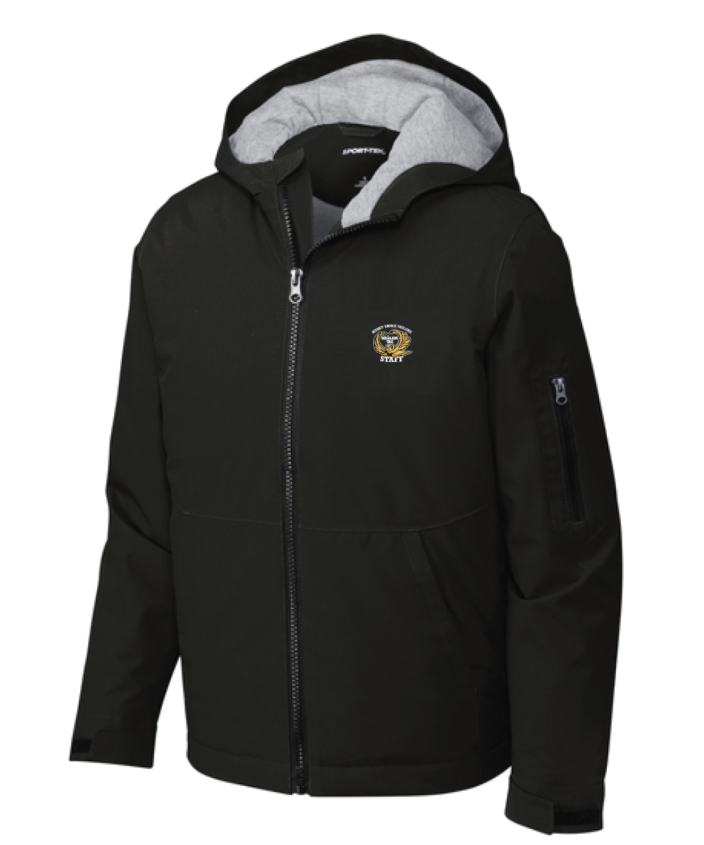 'Ike STAFF School Unisex Zipper Rain Jacket, Embroidered