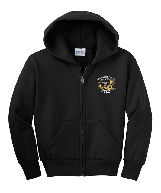 'Ike School Unisex Zipper Hoodie, Embroidered